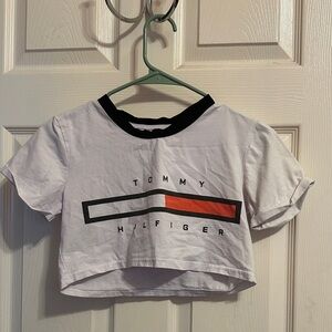 Tommy Hilfiger Kids White Tee with Black and Red Accents